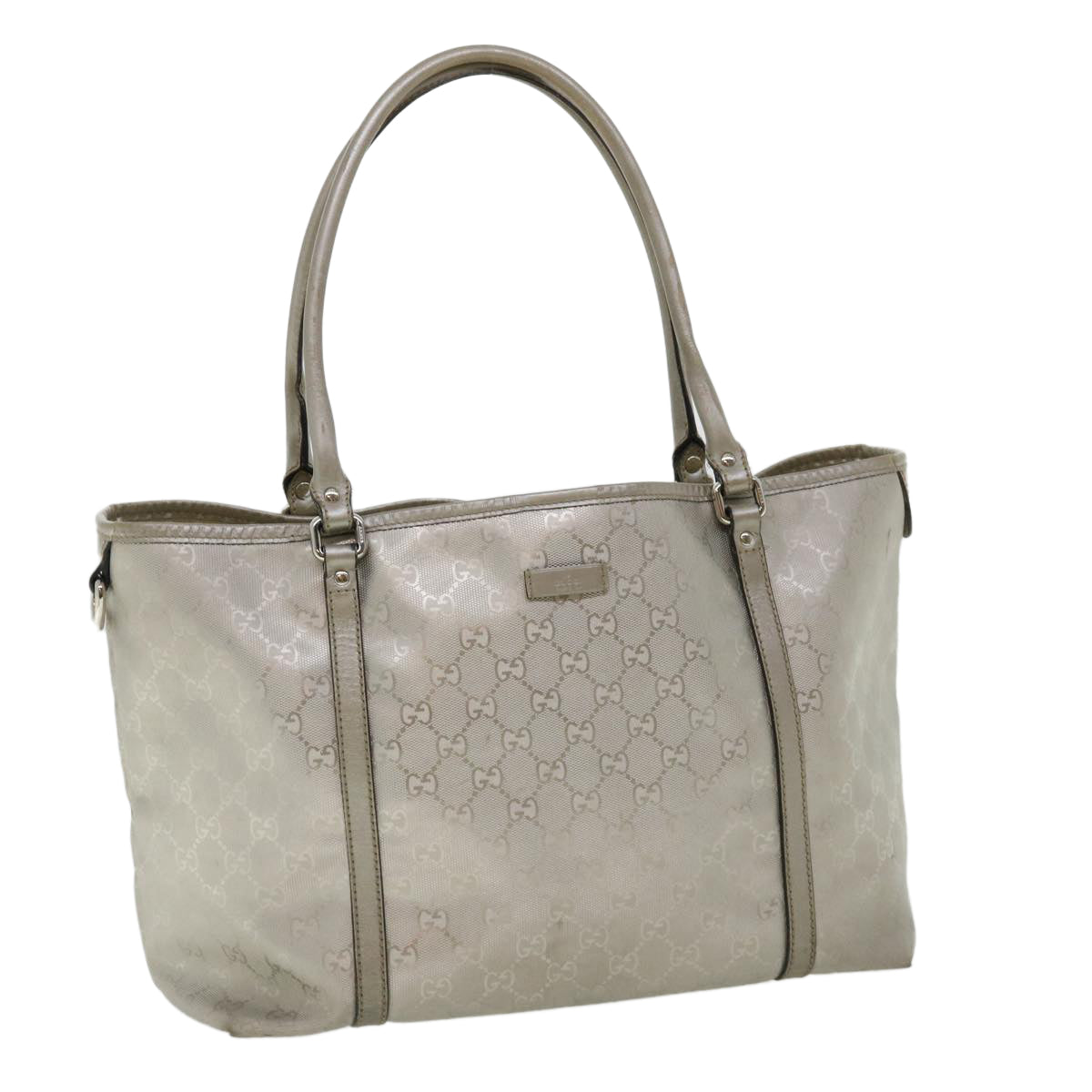GUCCI GG Canvas Shoulder Bag Silver 197953 tp598