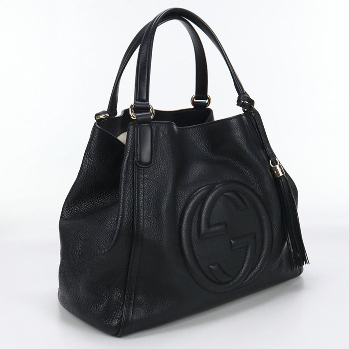 GUCCI 282309 Tote Bag Soho Fringe Interlocking G Shoulder Bag leather black Women