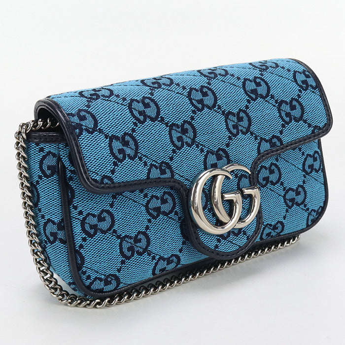 GUCCI GU81495 Quilted Super Mini Bag GG Marmont Shoulder GG canvas blue Women