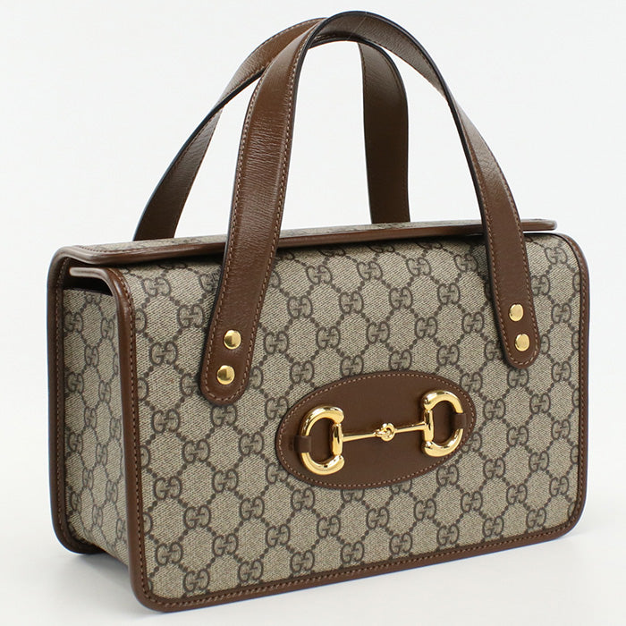 GUCCI 627323 Handbag Gucci Horsebit 1955 Small Top Handbag GG Supreme Canvas,leather beige Women