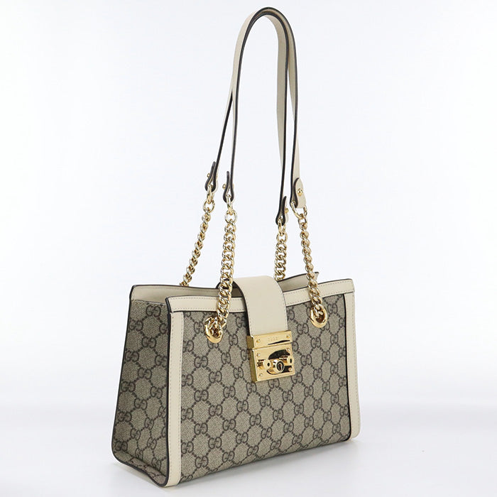 GUCCI 498156 Shoulder Bag Padlock GG Small GG Supreme Canvas,leather beige Women