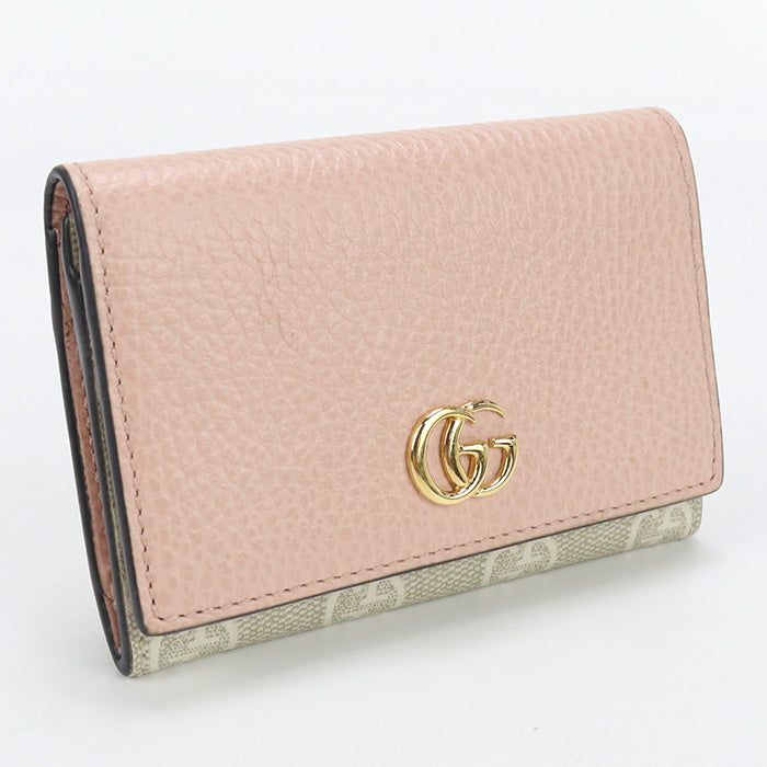 GUCCI 739525 Card Case Double G GG Supreme Business Card Case PVC coated canvas,leather pink Women
