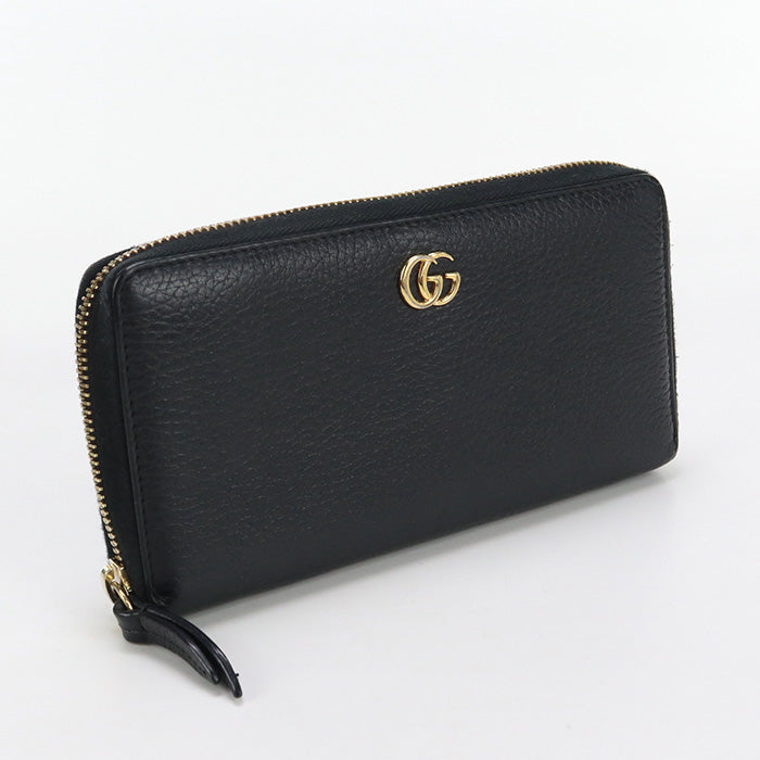 GUCCI GU82081 Zip around wallet Double G PurseZip leather black Women