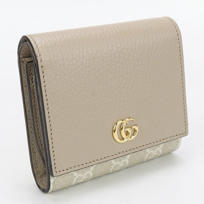 GUCCI 598587 Bi-fold wallet GG Marmont Double G Medium wallet GG Supreme Canvas,leather beige Women