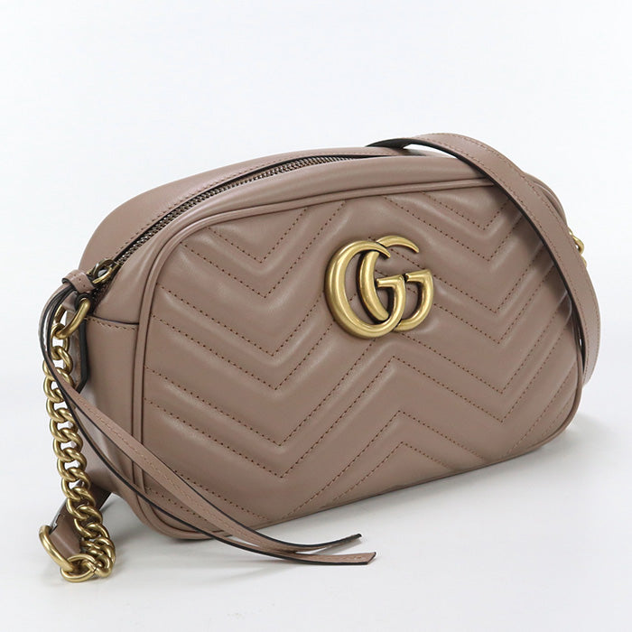GUCCI 447632 Shoulder Bag GG Marmont Double G Chain Shoulder Bag leather pink Women