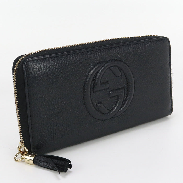 GUCCI 598187 Zip around wallet Soho PurseZip leather black Women