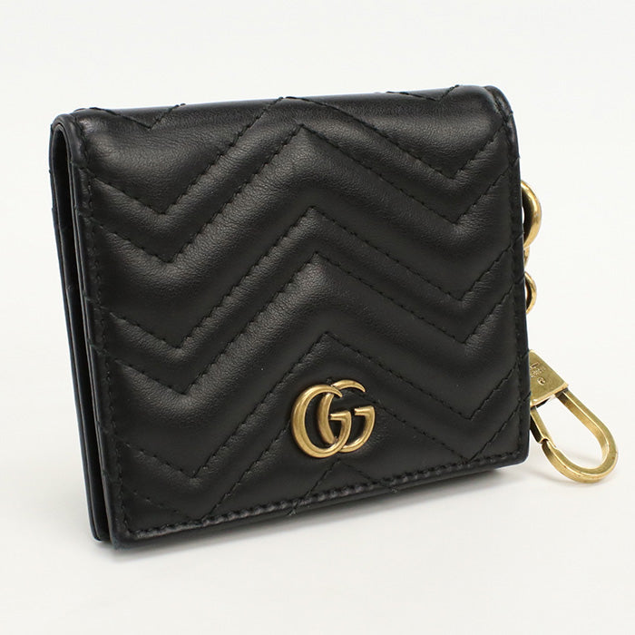 GUCCI GU86579 Bifold Wallet GG Marmont Folded leather Black Women