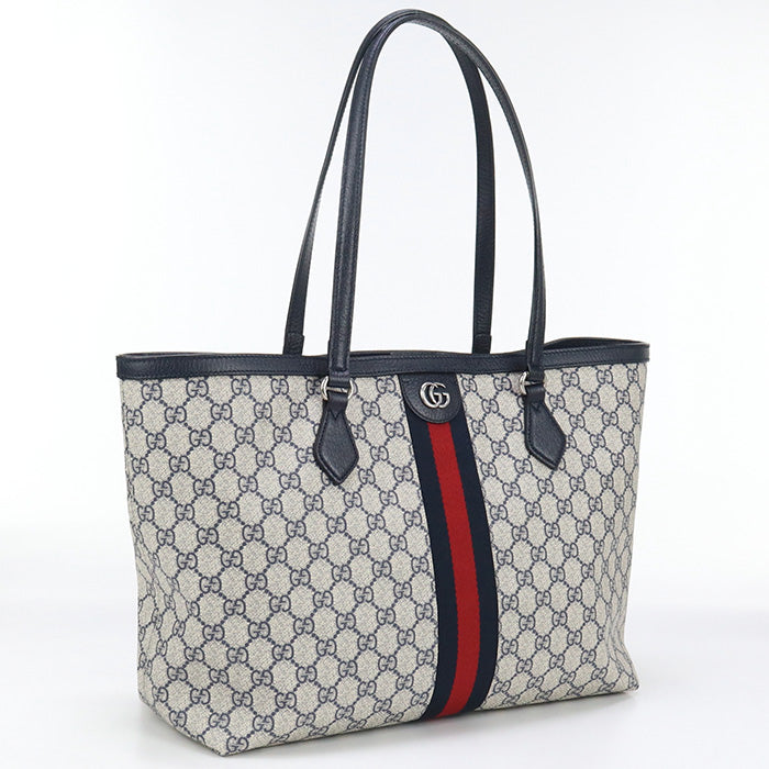 GUCCI 631685 96IWN 4076 Medium Tote Bag Ofidia GG Supreme/leather navy Women