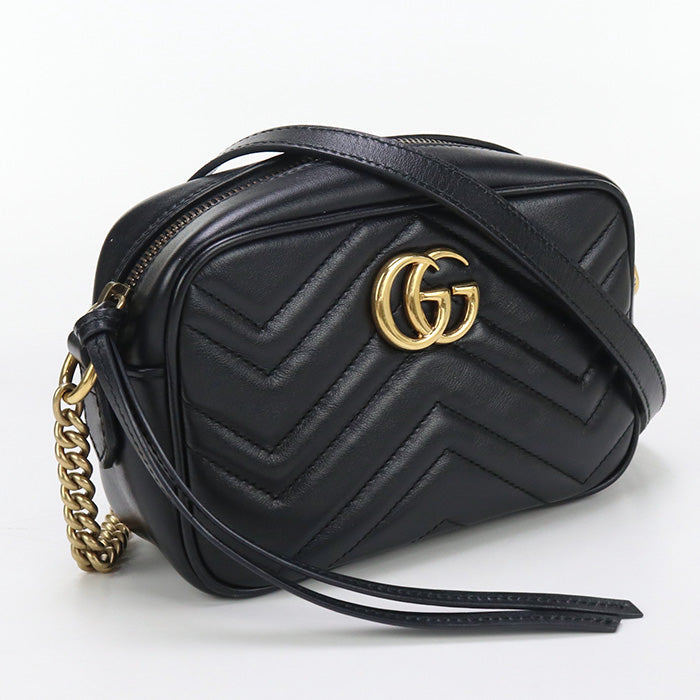 GUCCI 448065 Shoulder Bag GG Marmont Mini camera bag leather black Women