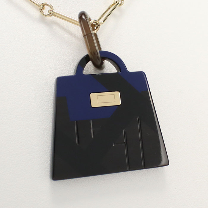 HERMES Amulet Kelly GM Necklace Buffalo horn Black Women