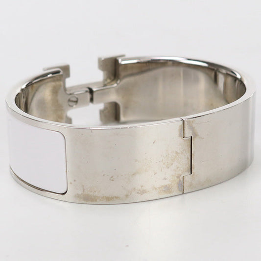 HERMES Bangle Click crack H Bracelet enamel,Palladium white Women