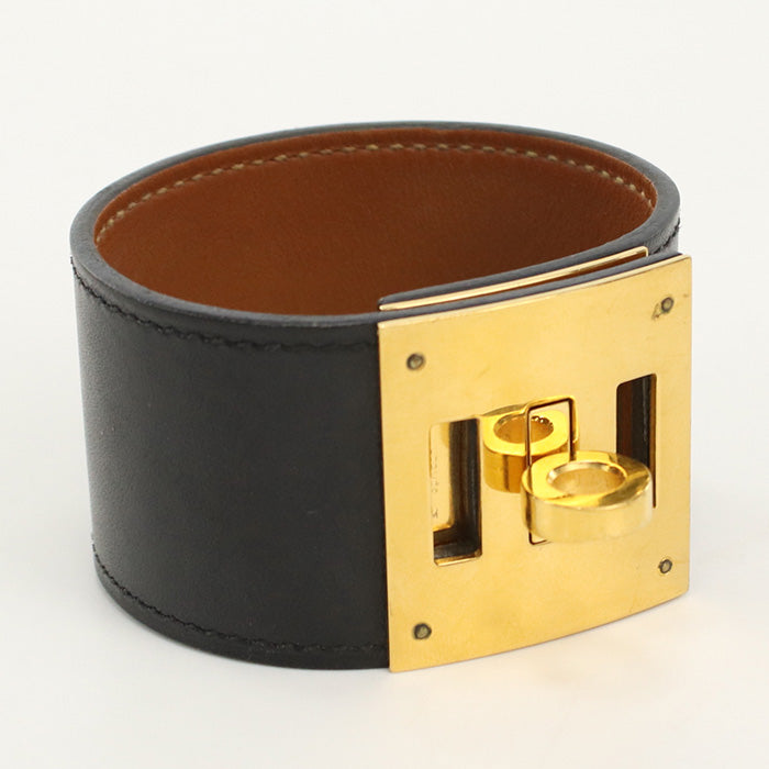 HERMES Kelly dog Bangle leather black Women