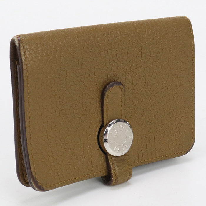 HERMES Dogon compact name card holder Togo brown Women