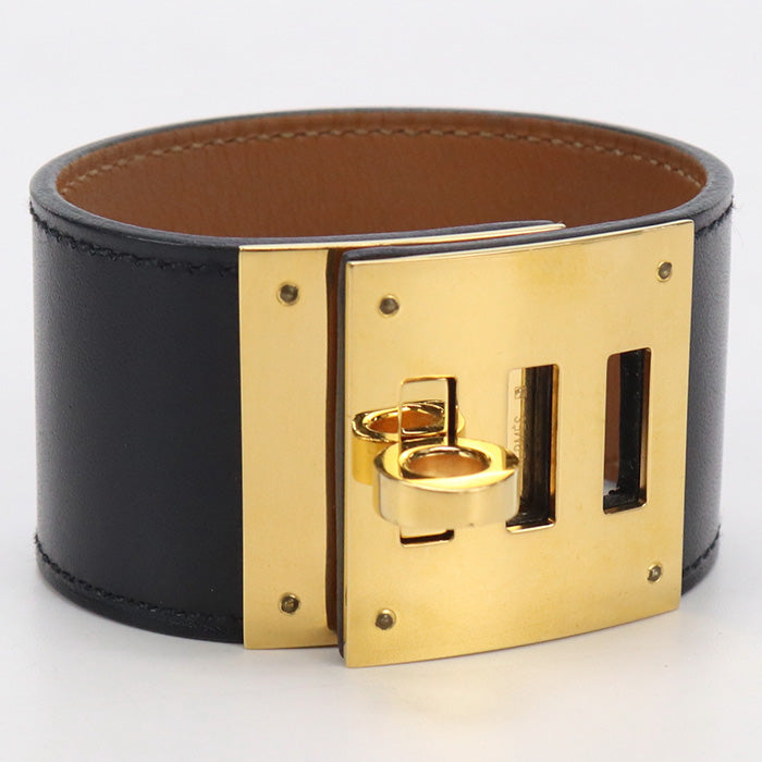 HERMES HE83577 Kelly dog Bangle Calfskin/Buy Now Black Women