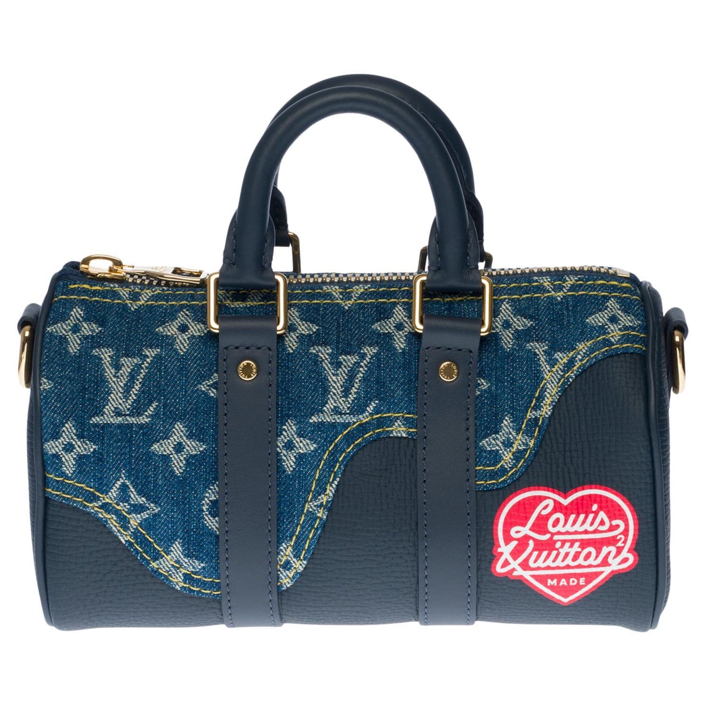 LOUIS VUITTON BRAND NEW-Limited edition keepall XS strap in blue denim by Nigo