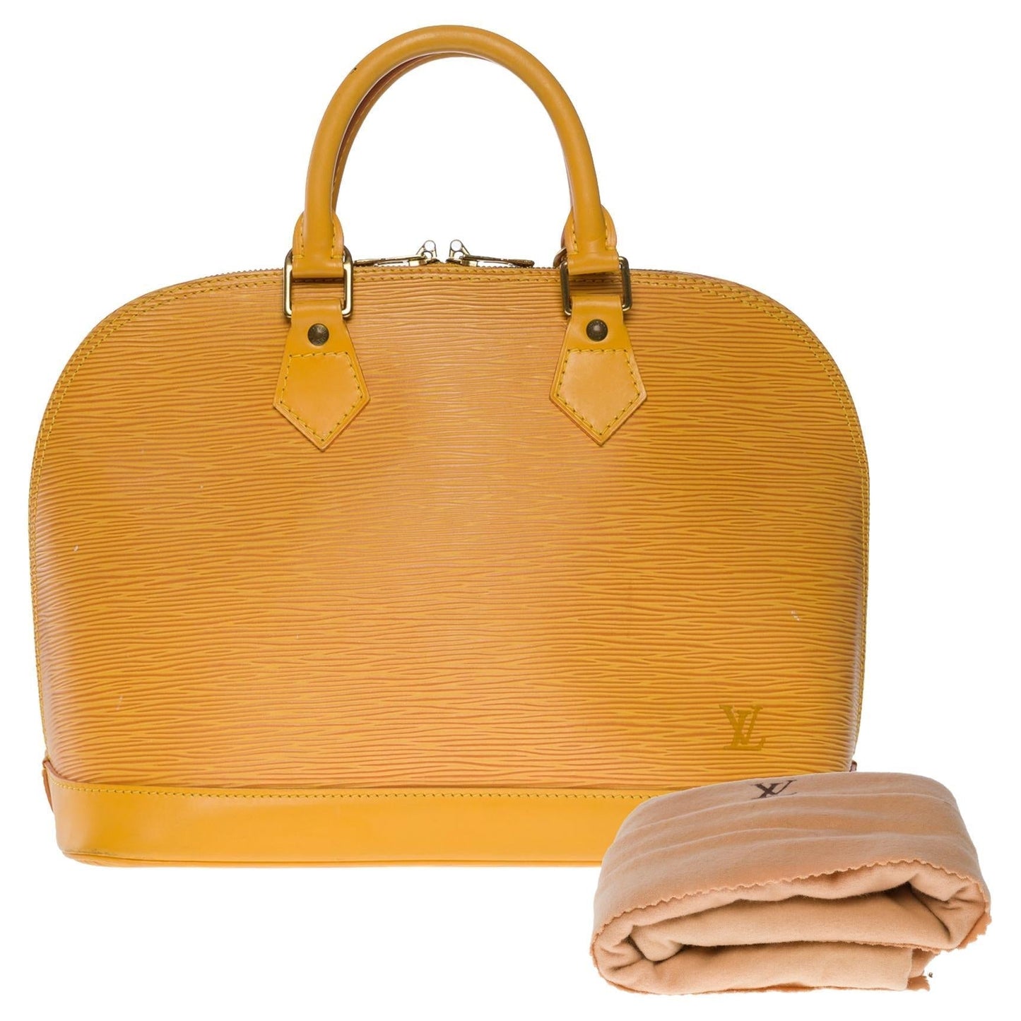 LOUIS VUITTON Alma handbag in Yellow epi leather with gold hardware