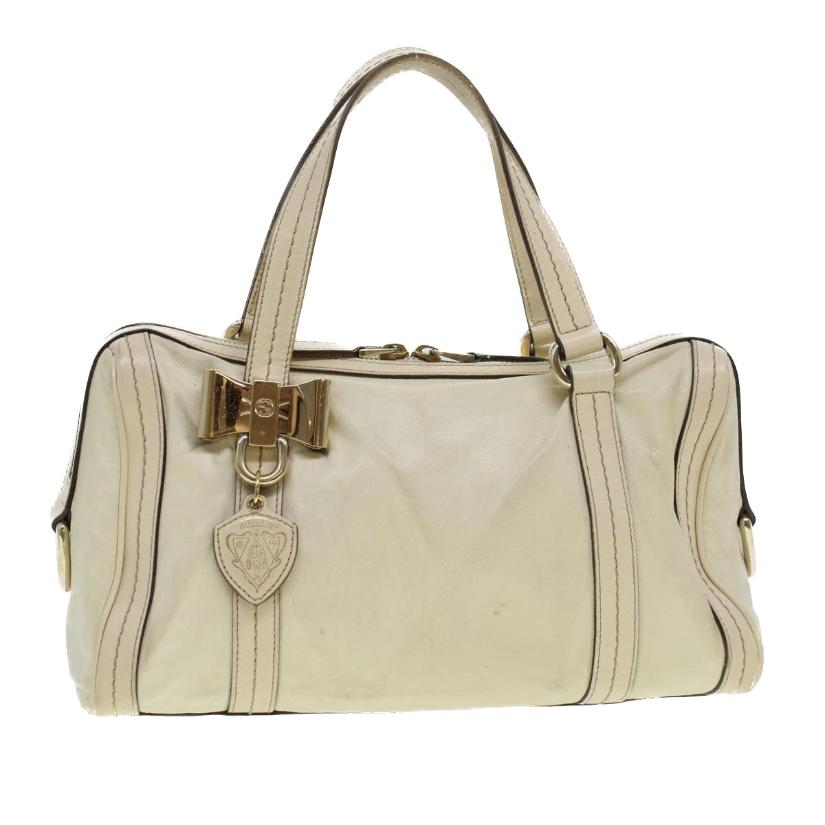 GUCCI Boston Bag Leather White 181487 yb122