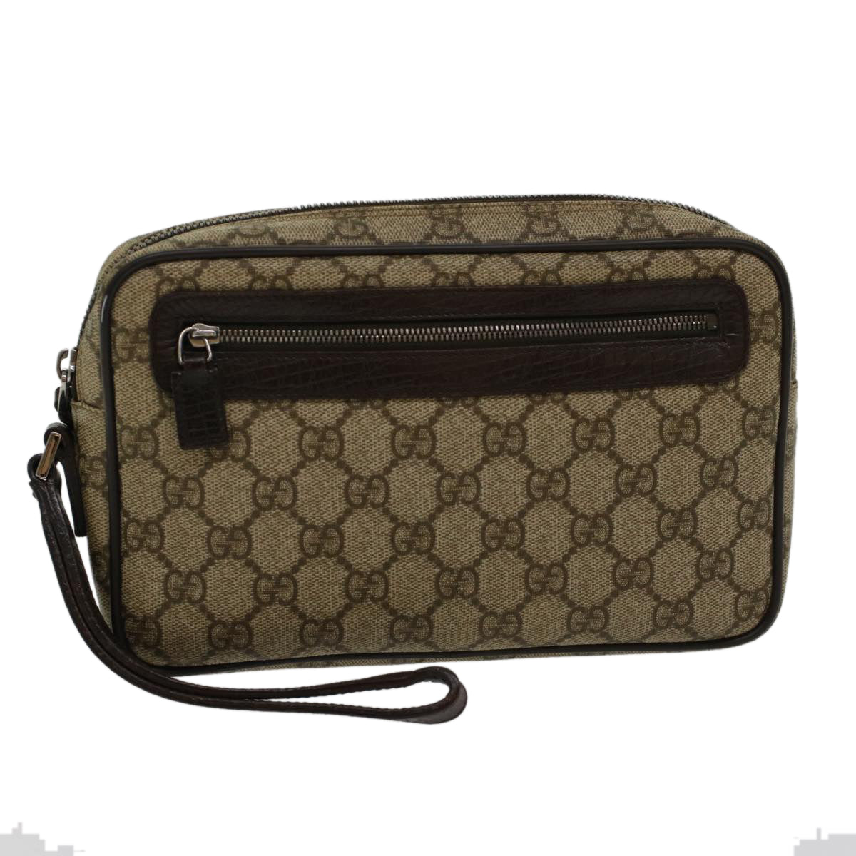 GUCCI GG Canvas Clutch Bag PVC Leather Beige 73956 yk7760