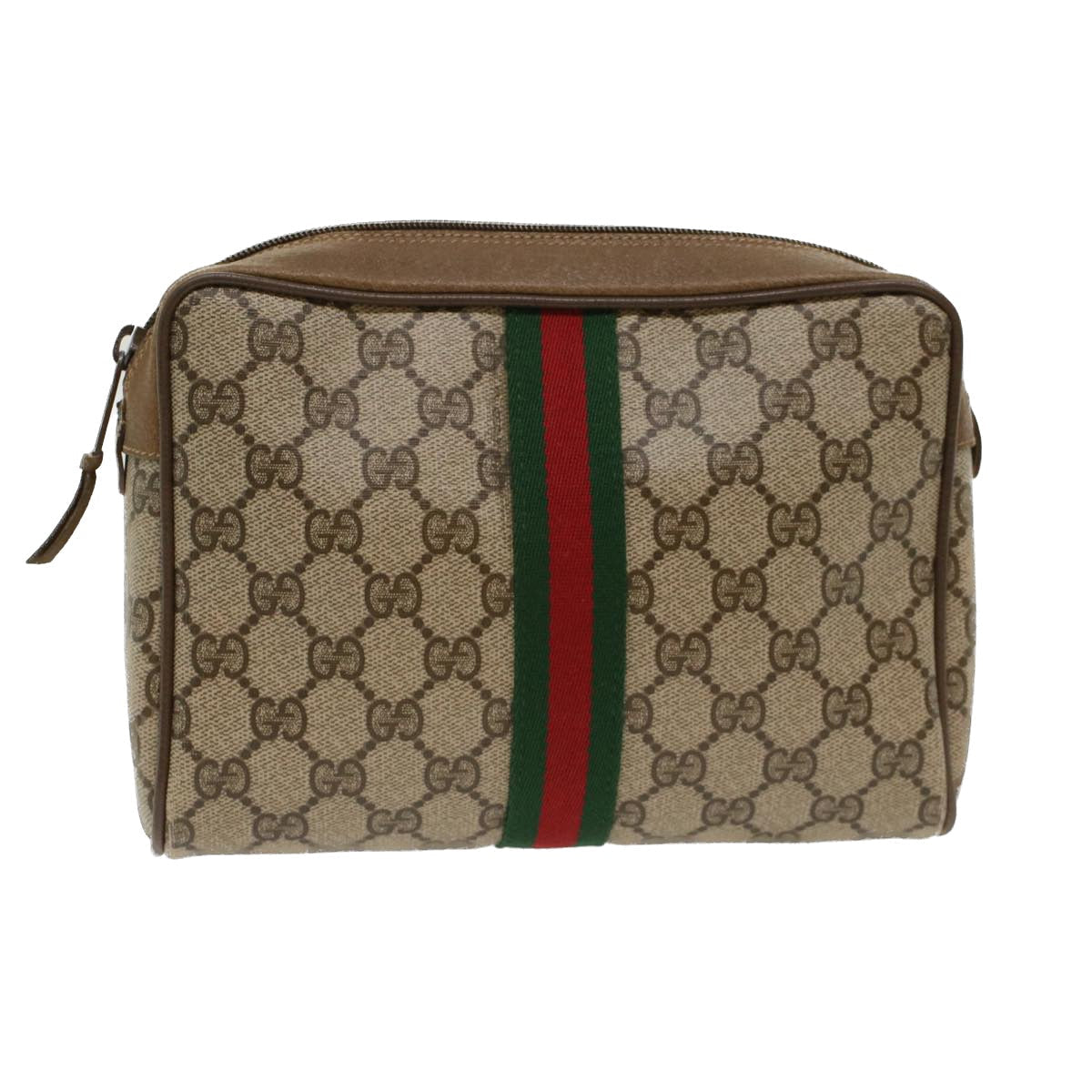 GUCCI GG Canvas Web Sherry Line Clutch Bag Beige Red Green 39.01.012 yk7950