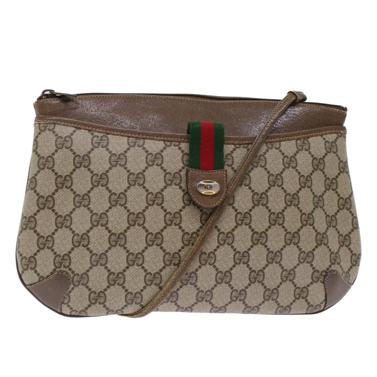 GUCCI GG Canvas Web Sherry Line Shoulder Bag Beige Red 904.02.026 yk7967