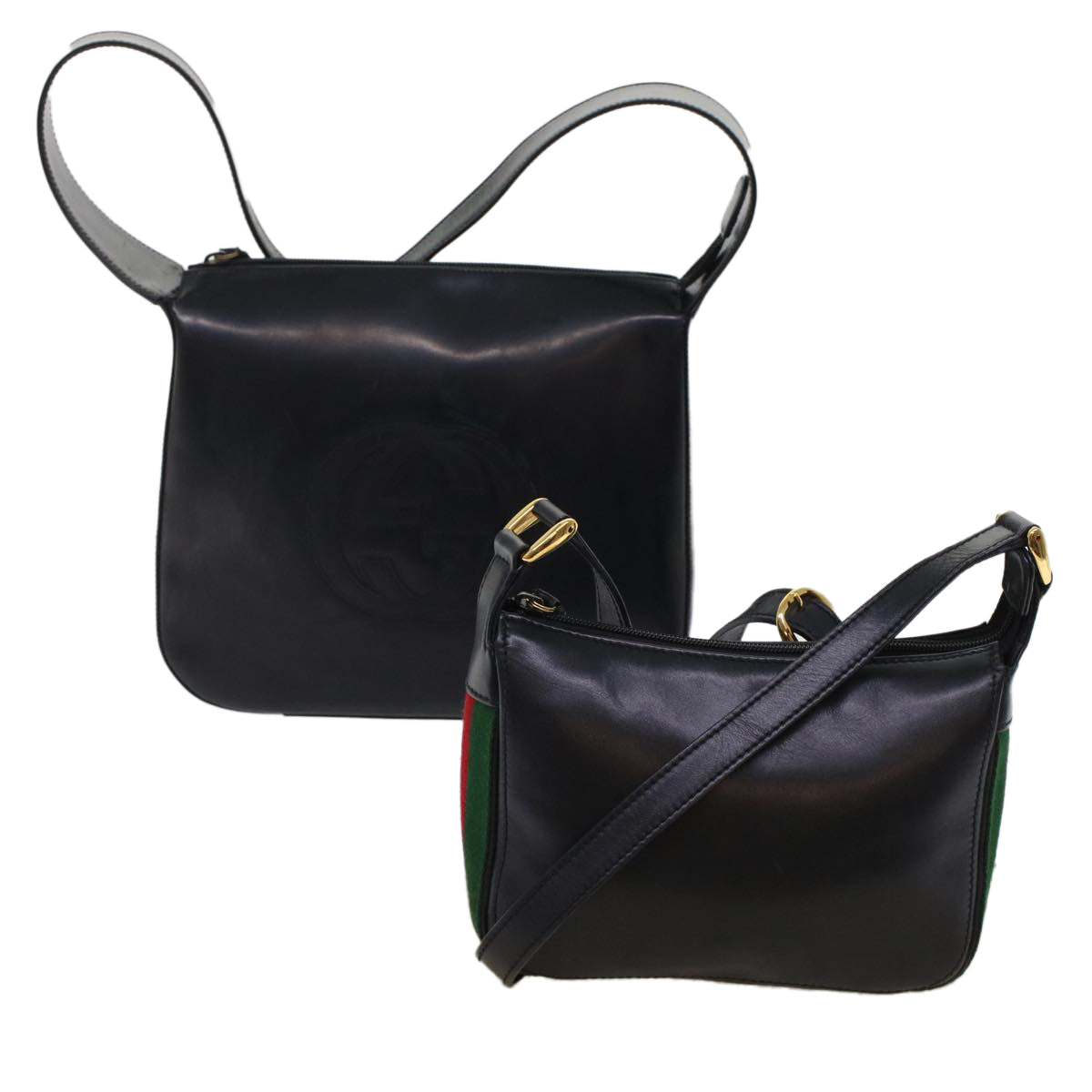 GUCCI Web Sherry Line Shoulder Bag Patent leather 2Set Black Red yk8019B