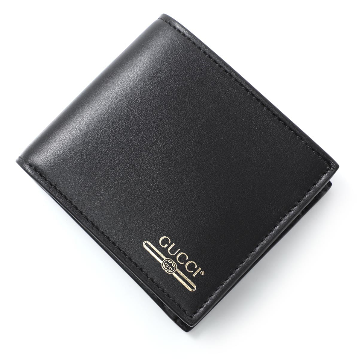Gucci Mini Print Logo Leather Wallet With Coin Pocket in Black