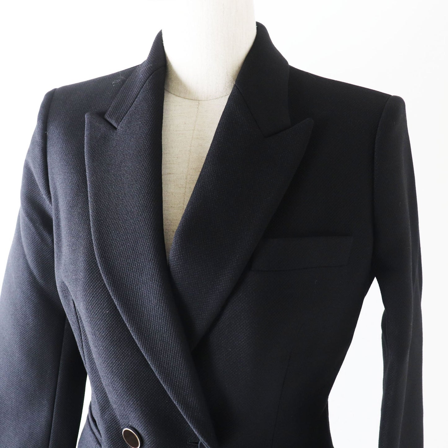 HERMES Double breasted jacket 2H0201DP Outer: 70% nylon, Outer: 30% wool, Collar: 70% wool, 30% rayon, Lining: (Body, Pocket) 85% rayon, 15% silk, Lining: (Sleeve) 100% cupra black Women 34 Used