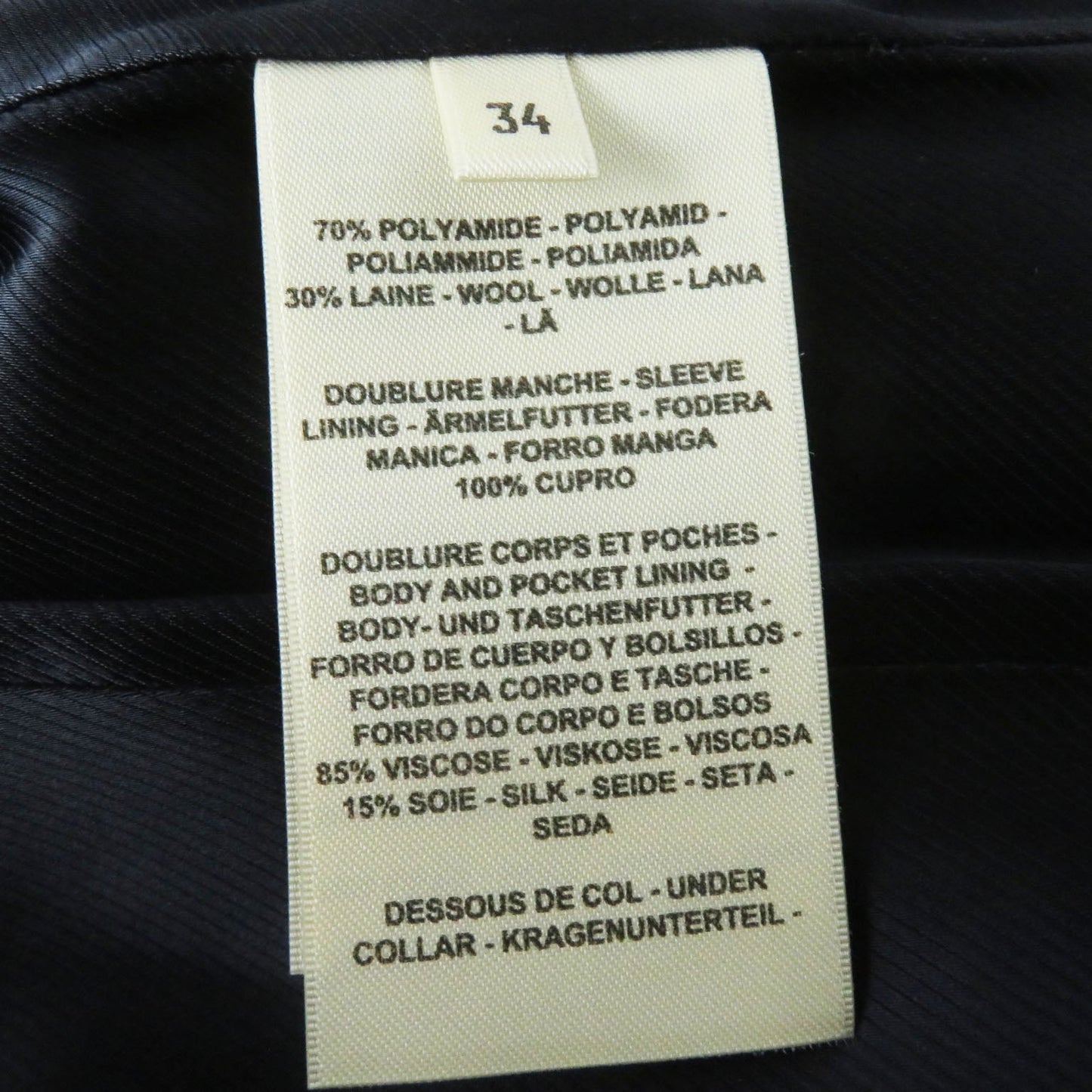 HERMES Double breasted jacket 2H0201DP Outer: 70% nylon, Outer: 30% wool, Collar: 70% wool, 30% rayon, Lining: (Body, Pocket) 85% rayon, 15% silk, Lining: (Sleeve) 100% cupra black Women 34 Used