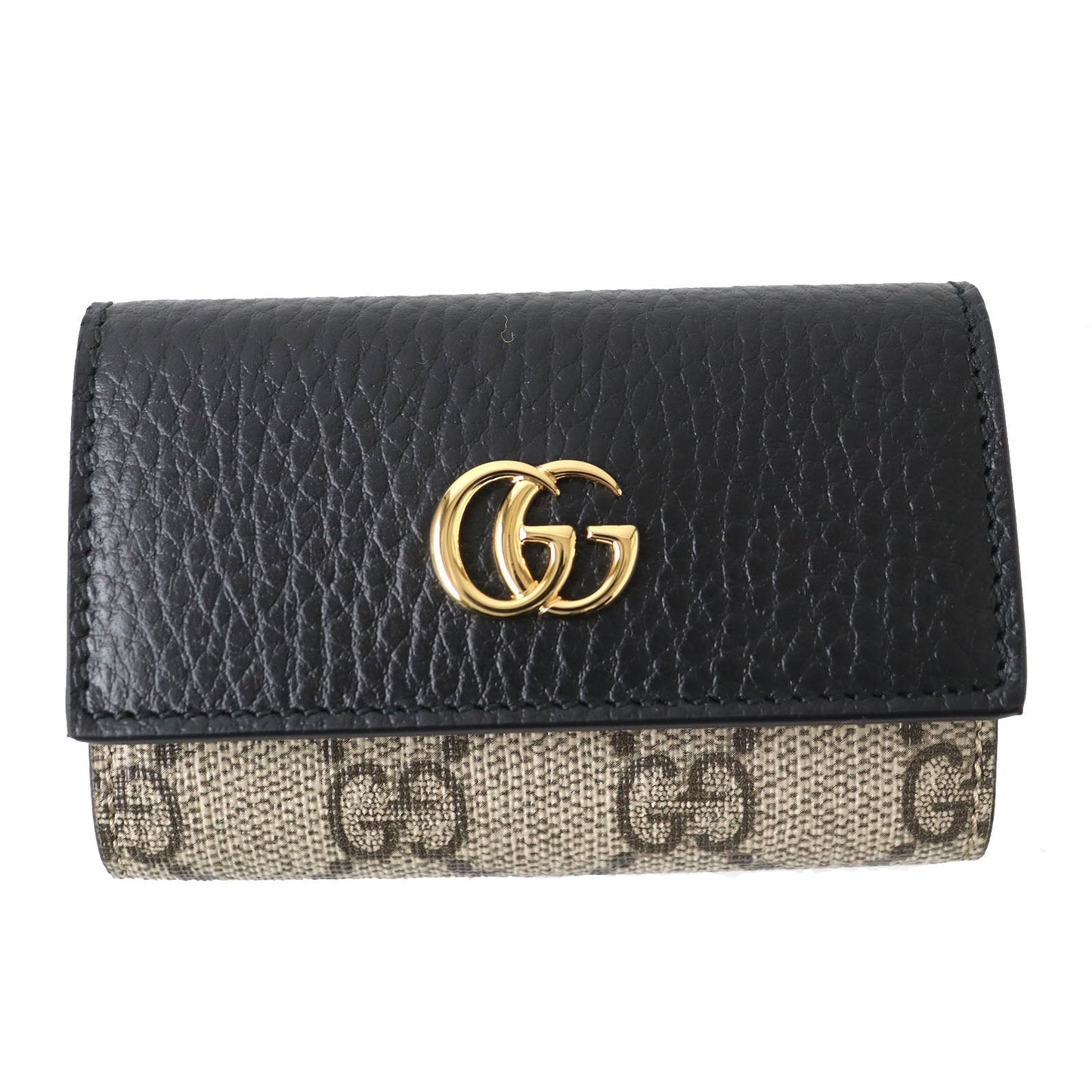GUCCI Key case Key holder  456118 leather Black x beige