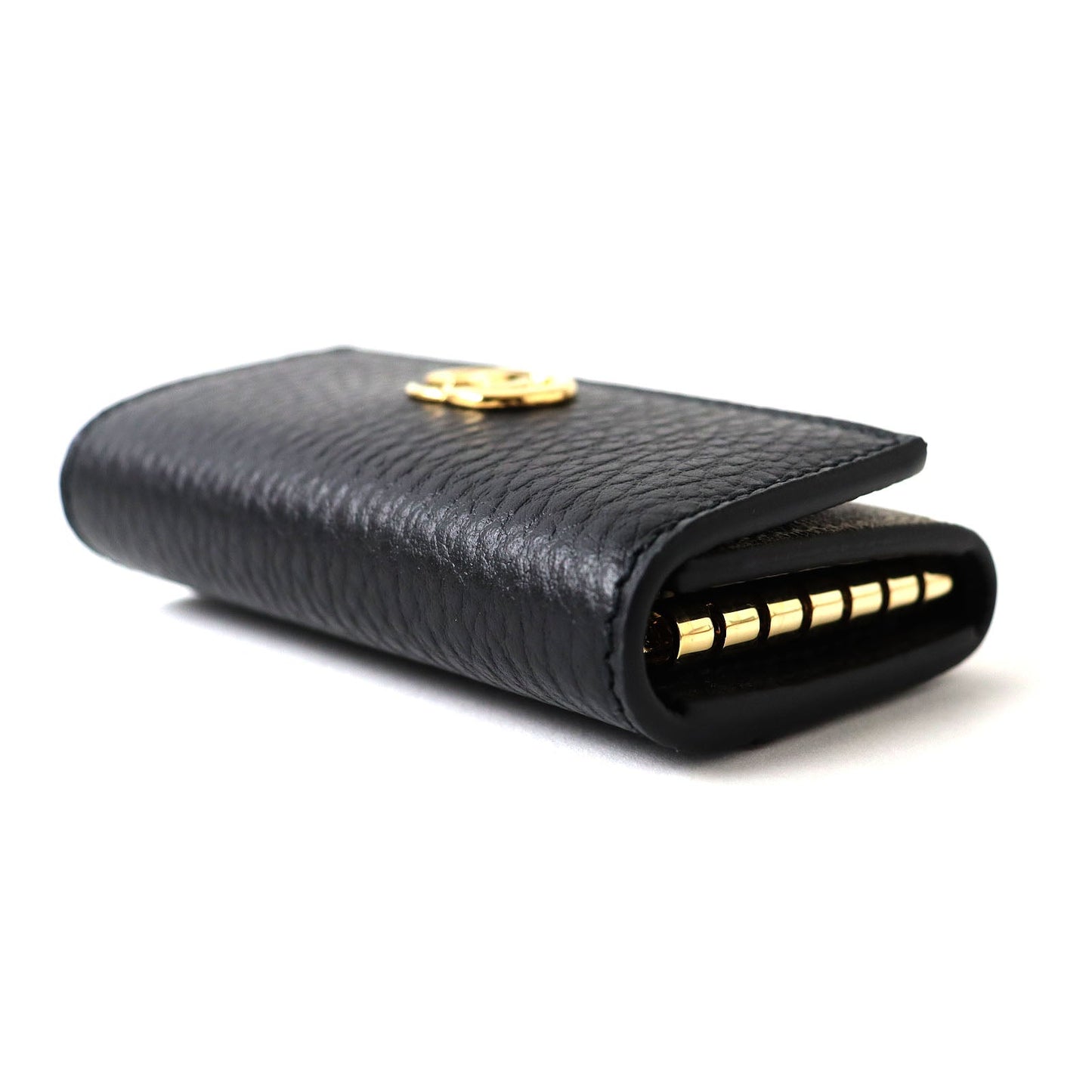 GUCCI Key case Key holder  456118 leather Black x beige