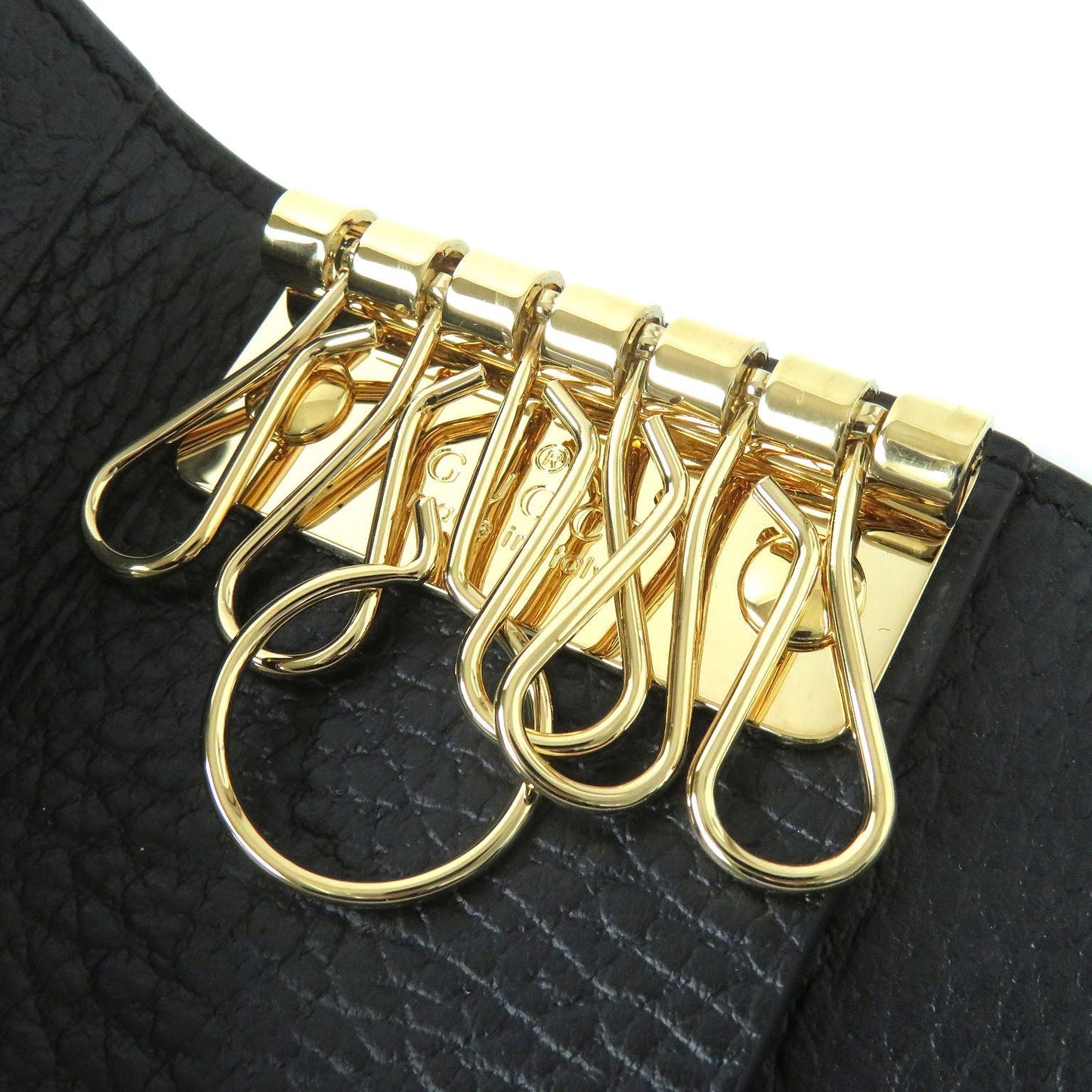 GUCCI Key case Key holder  456118 leather Black x beige