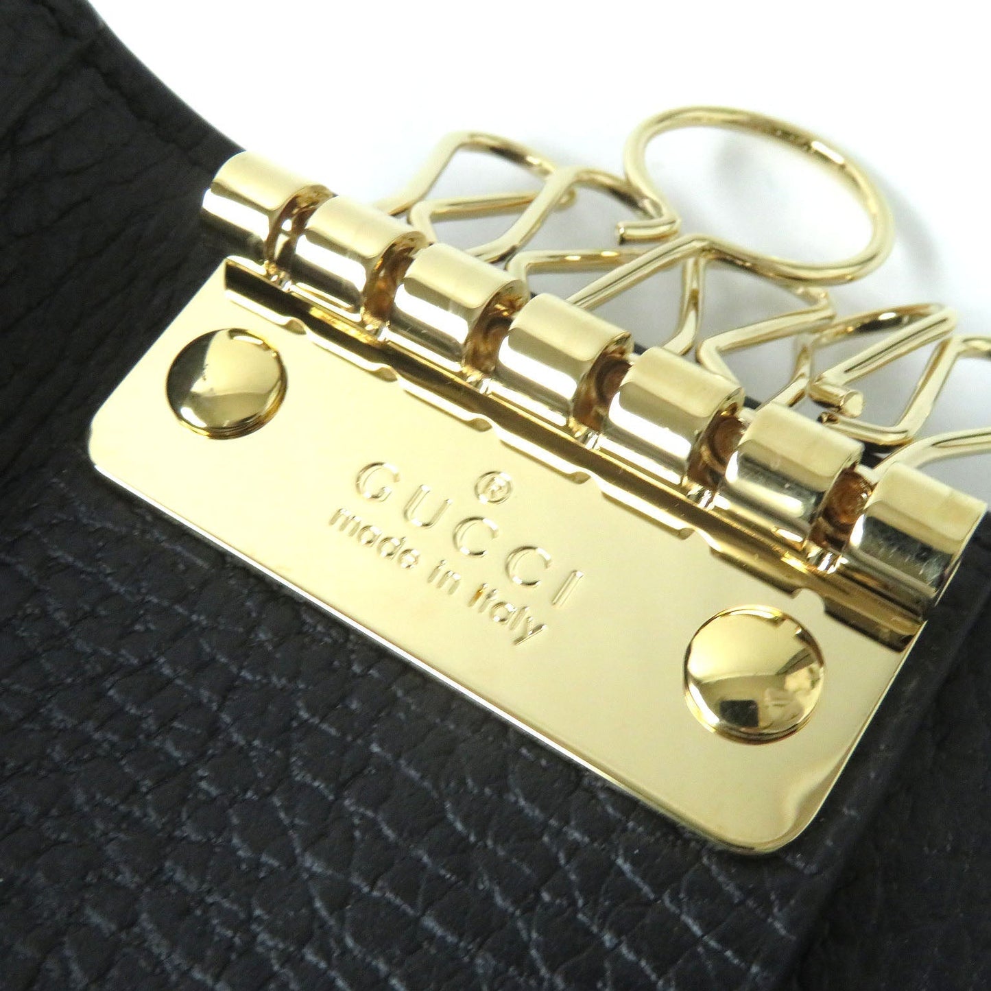 GUCCI Key case Key holder  456118 leather Black x beige