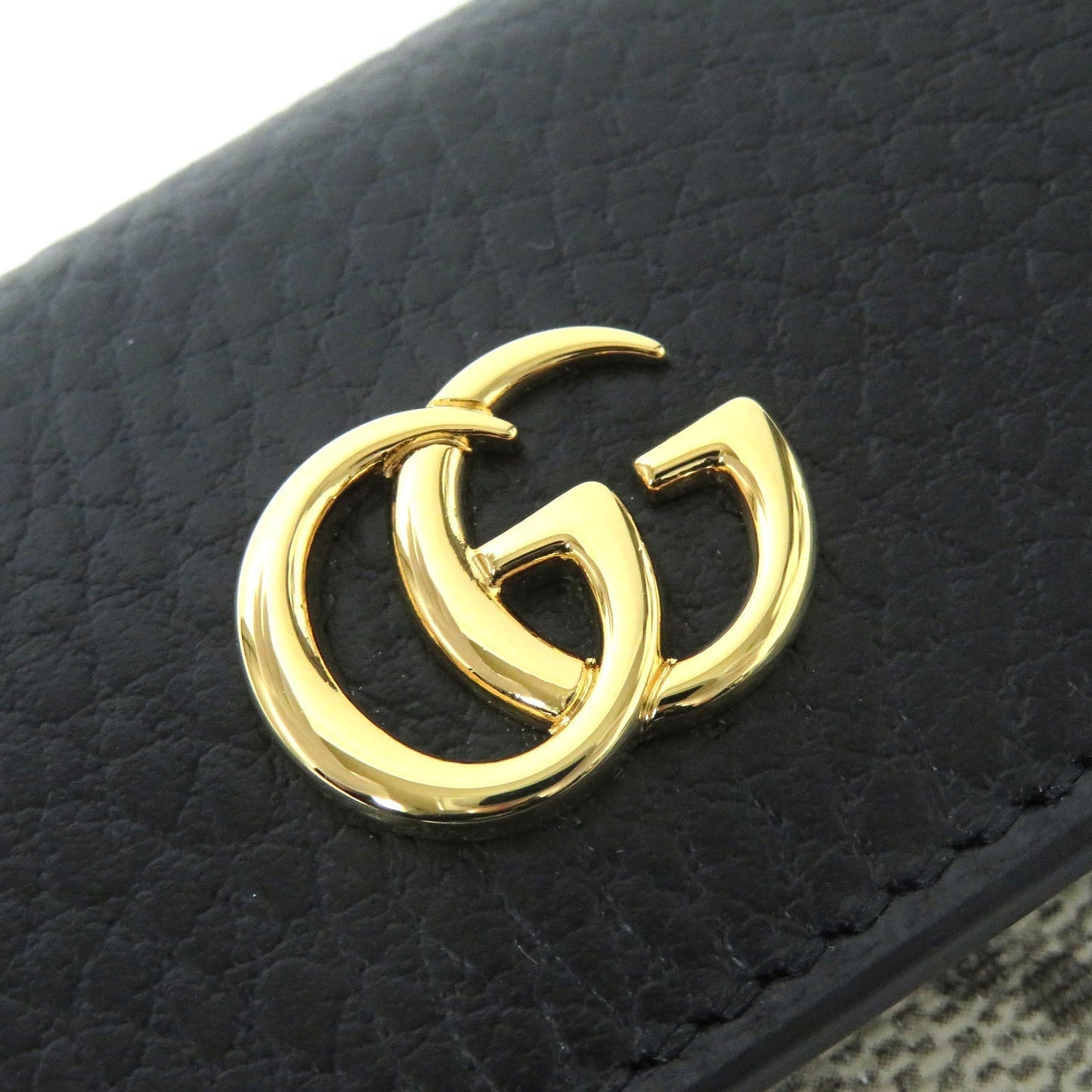 GUCCI Key case Key holder  456118 leather Black x beige