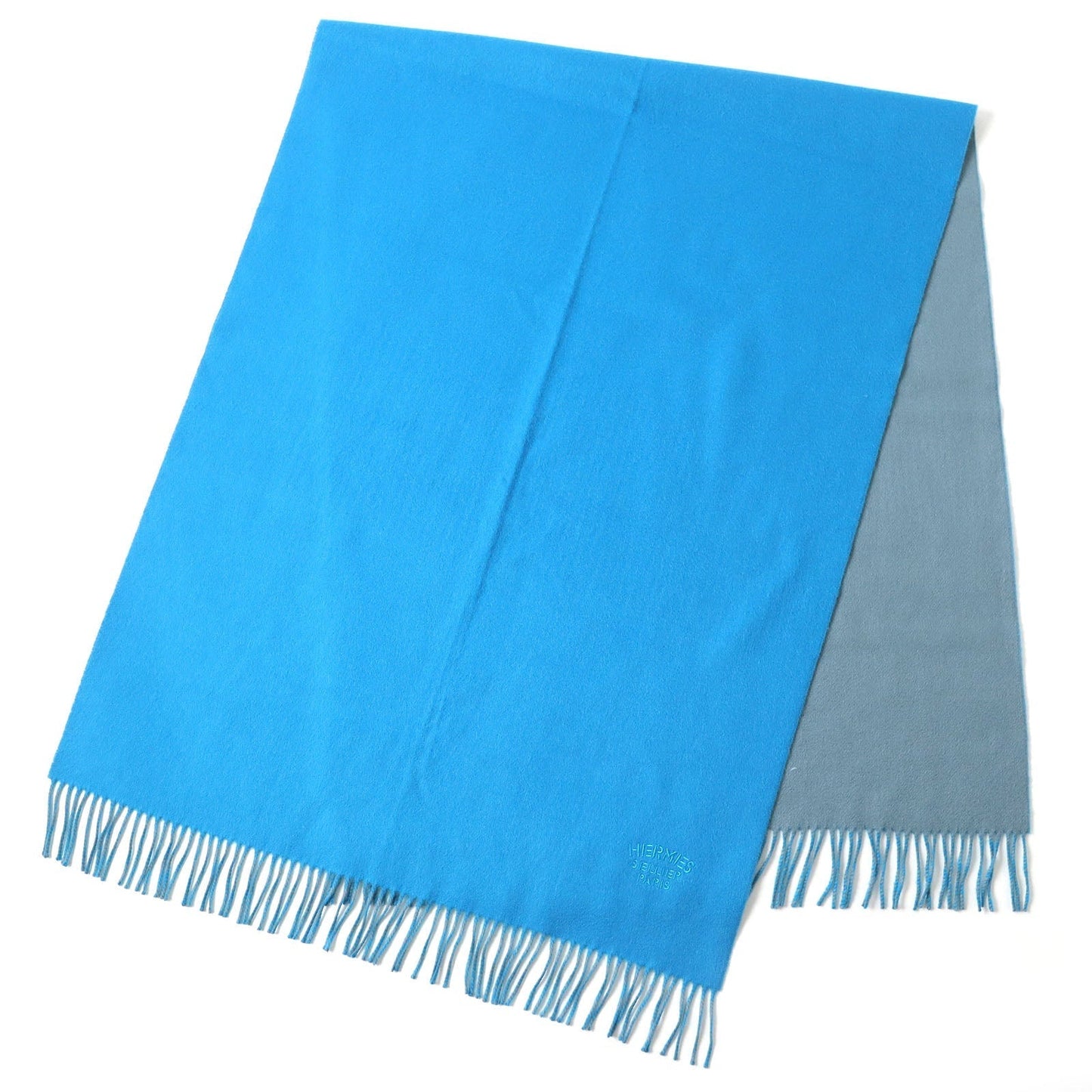 HERMES shawl Main: 100% cashmere Blue type Women Used
