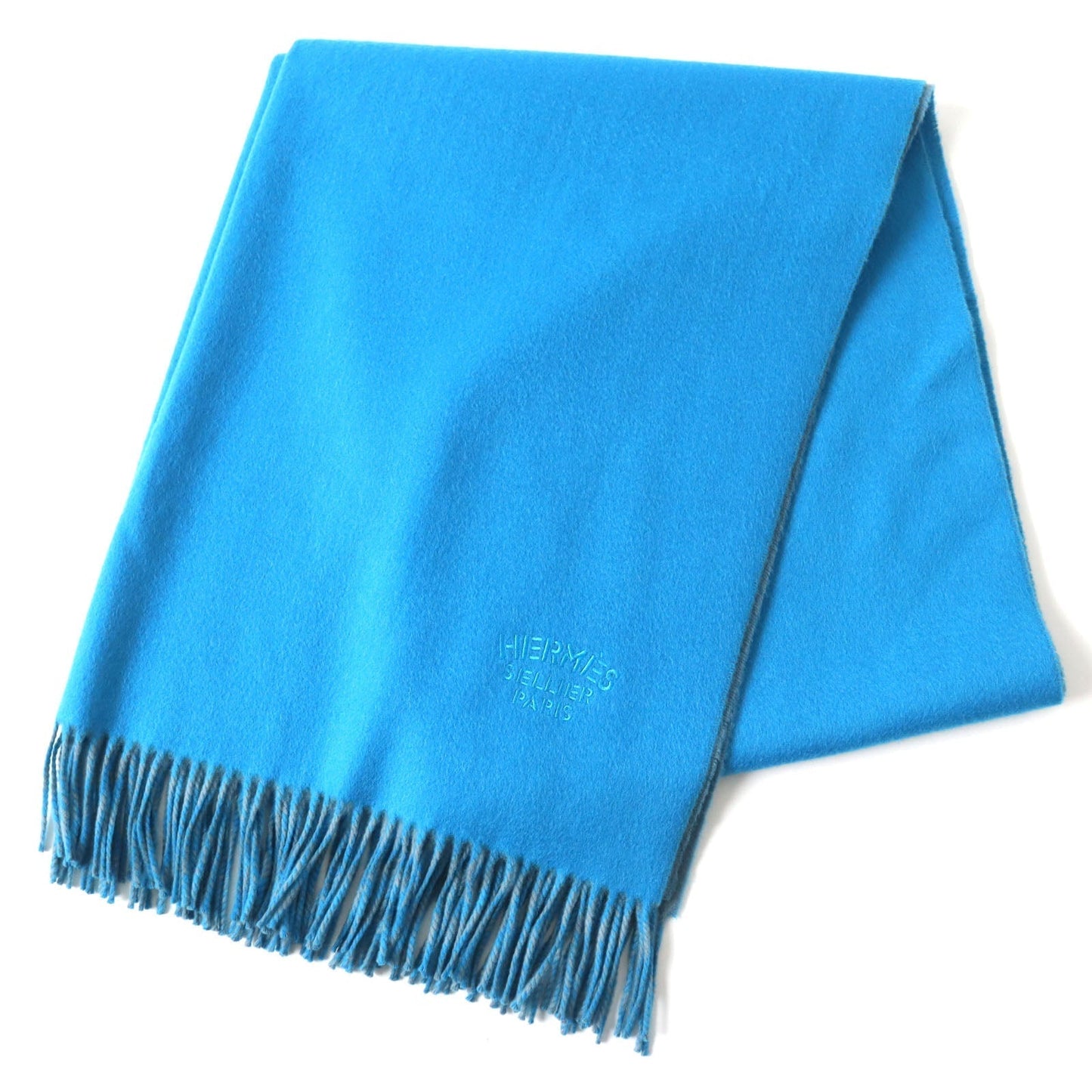 HERMES shawl Main: 100% cashmere Blue type Women Used