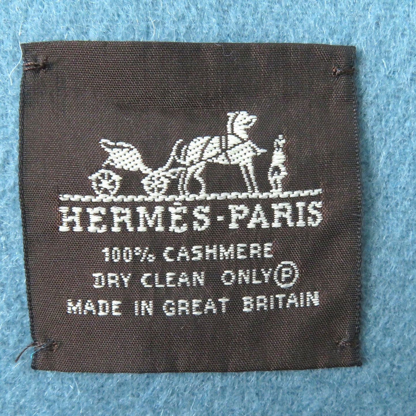 HERMES shawl Main: 100% cashmere Blue type Women Used