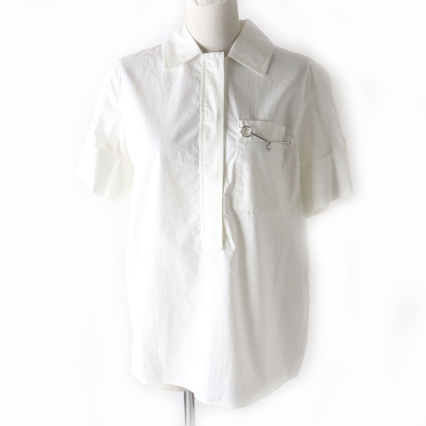HERMES Short sleeve shirt 2E0607DJ cotton white 36