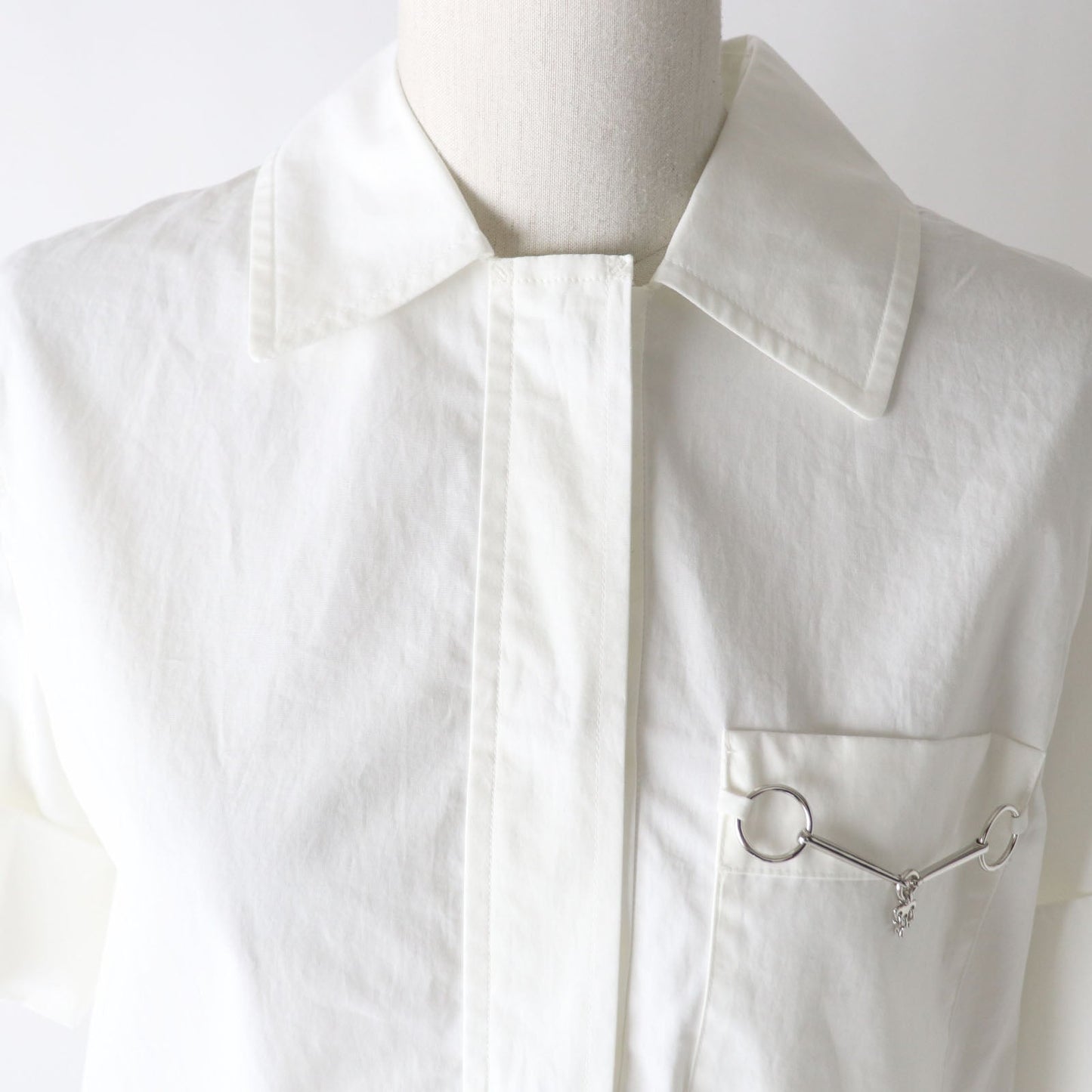 HERMES Short sleeve shirt 2E0607DJ cotton white 36