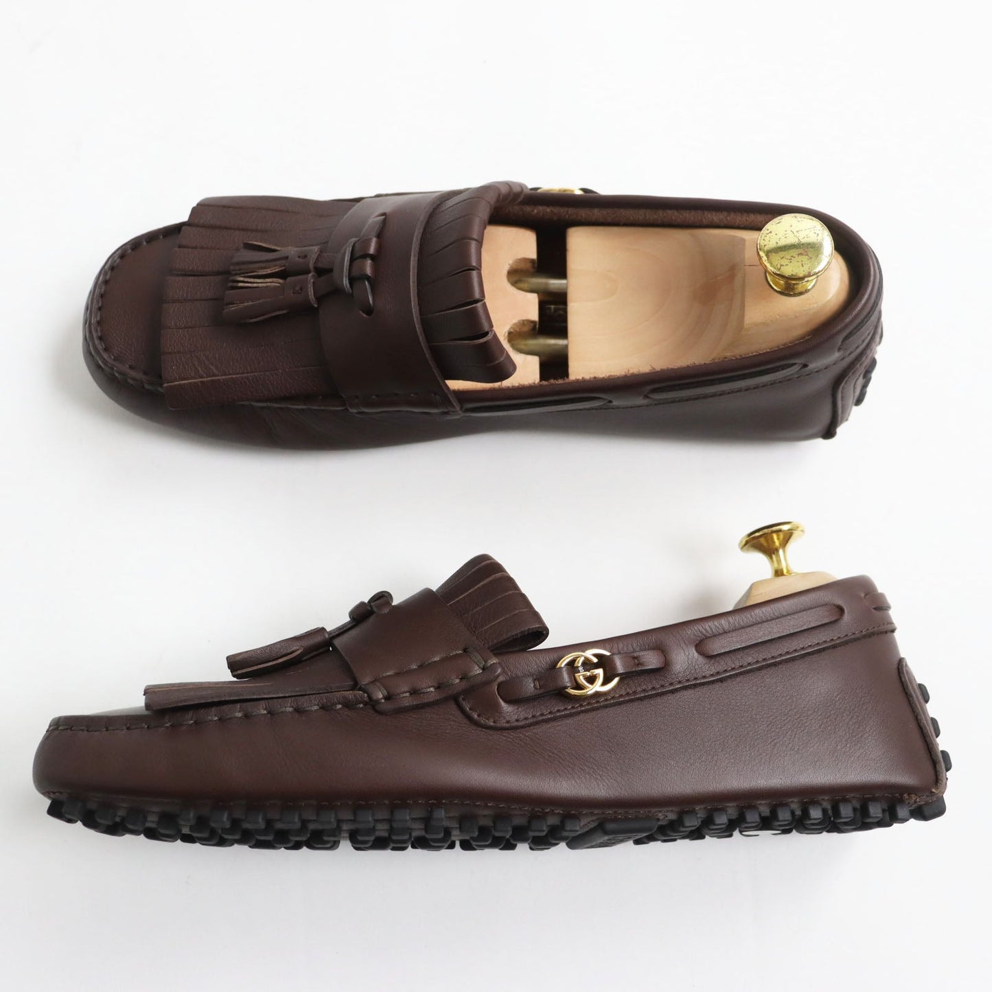 GUCCI loafers 624699 leather Brown 7 1/2