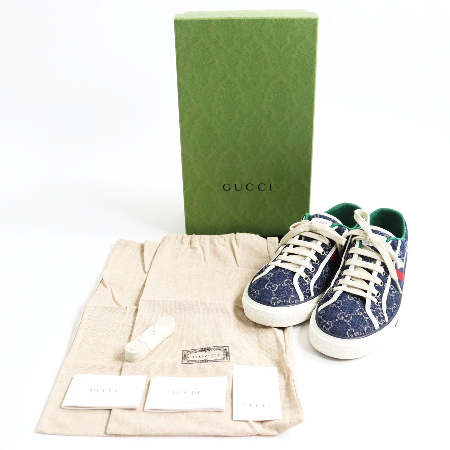 GUCCI Low cut sneakers 606111 GG jacquard denim multicolor Gucci Tennis 1977 7+