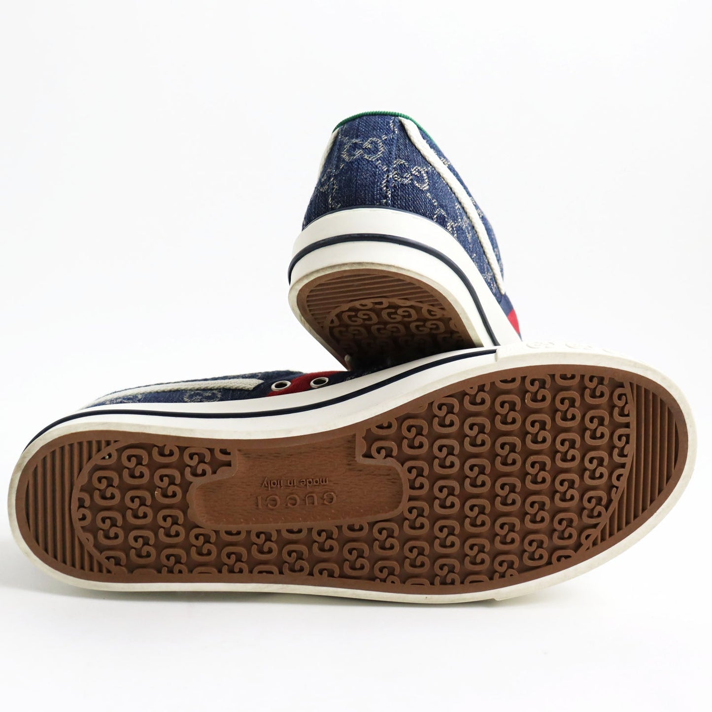 GUCCI Low cut sneakers 606111 GG jacquard denim multicolor Gucci Tennis 1977 7+