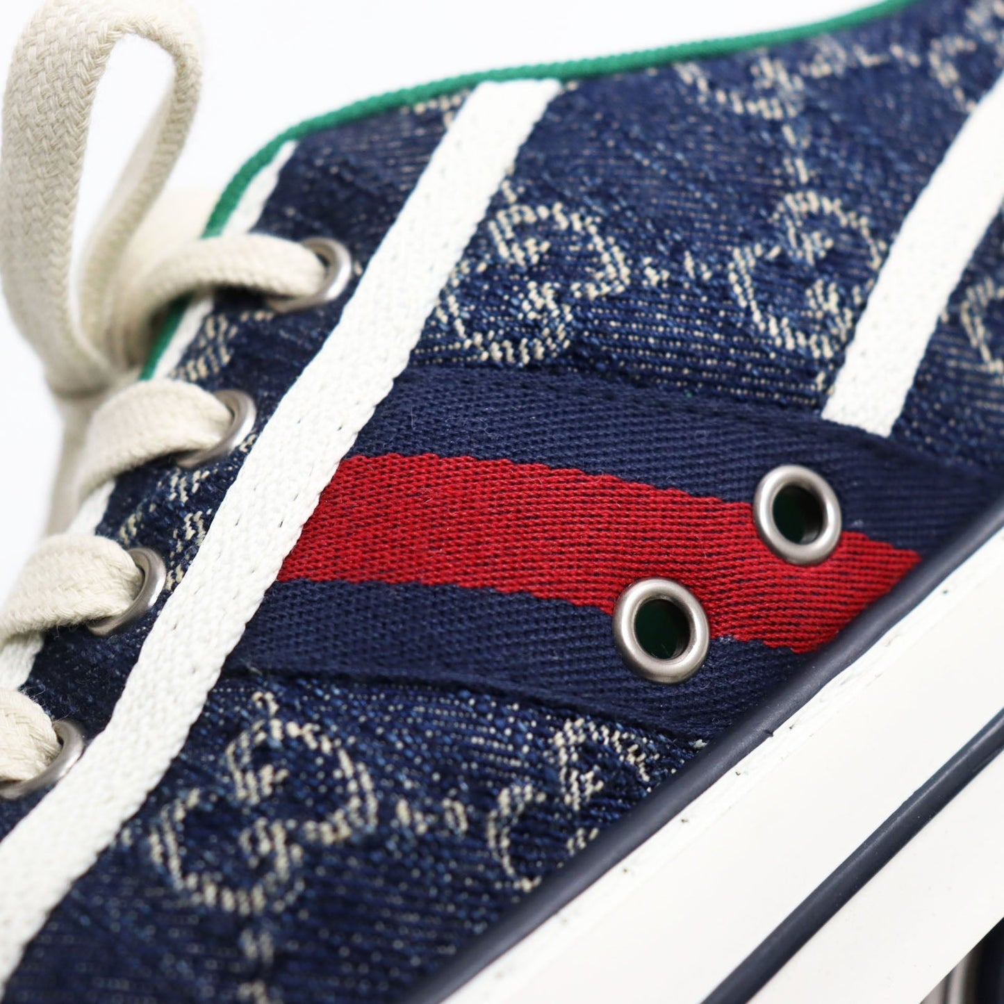 GUCCI Low cut sneakers 606111 GG jacquard denim multicolor Gucci Tennis 1977 7+