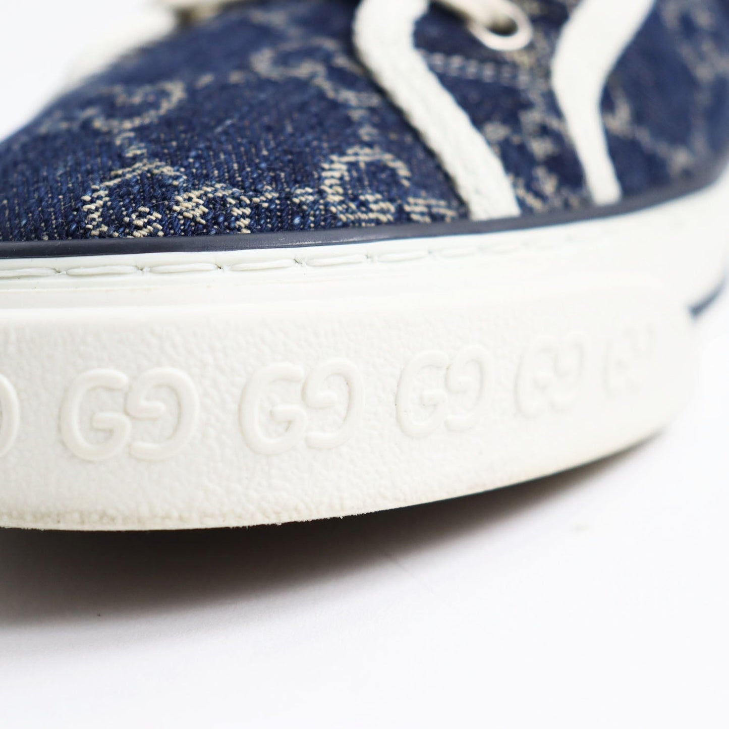GUCCI Low cut sneakers 606111 GG jacquard denim multicolor Gucci Tennis 1977 7+