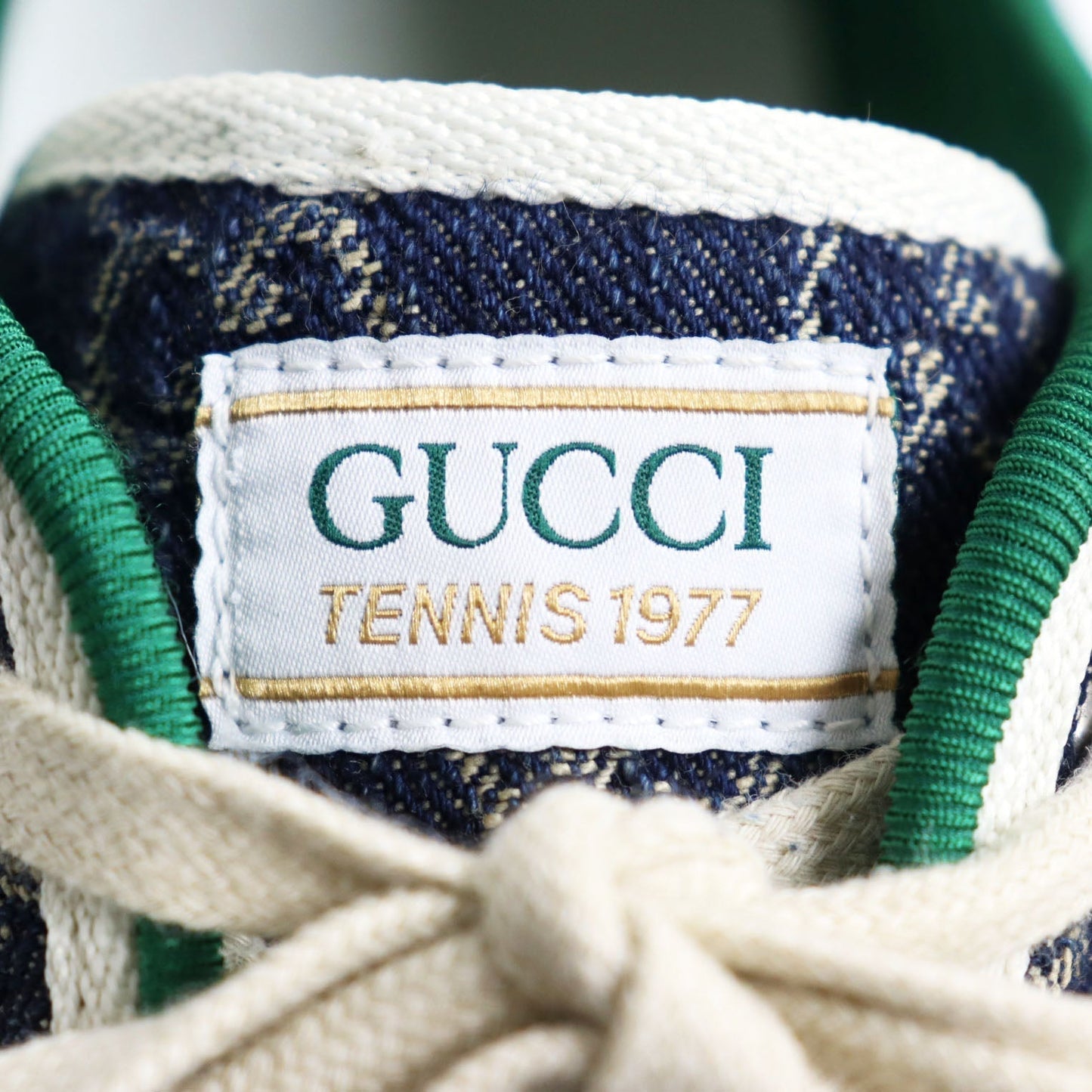 GUCCI Low cut sneakers 606111 GG jacquard denim multicolor Gucci Tennis 1977 7+