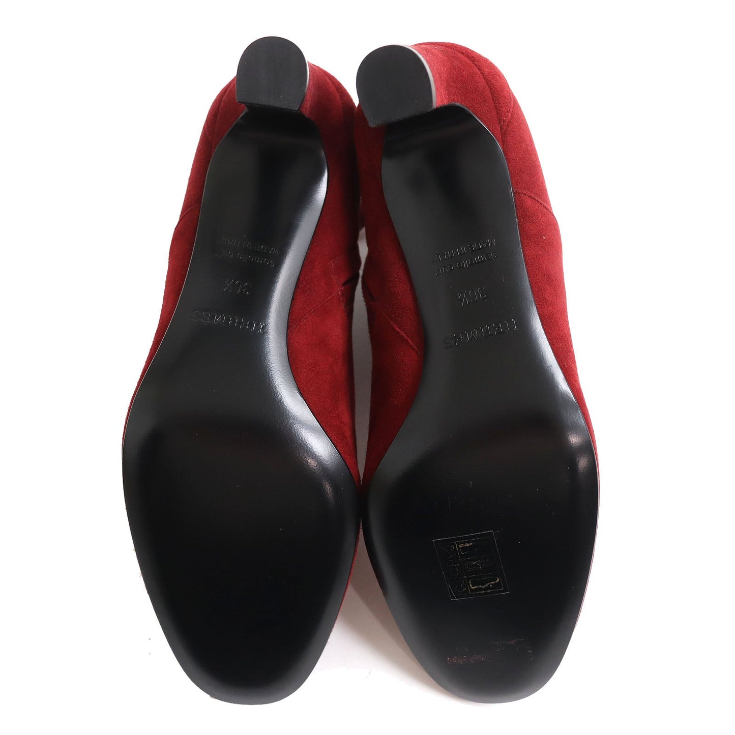 HERMES short boots Suede leather Red type 36.5