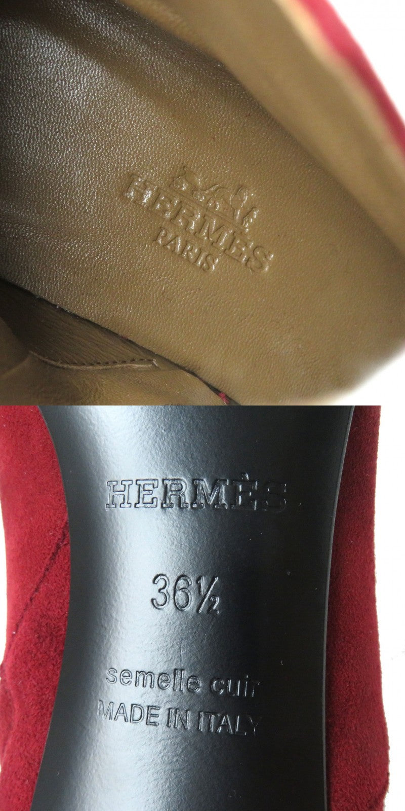 HERMES short boots Suede leather Red type 36.5