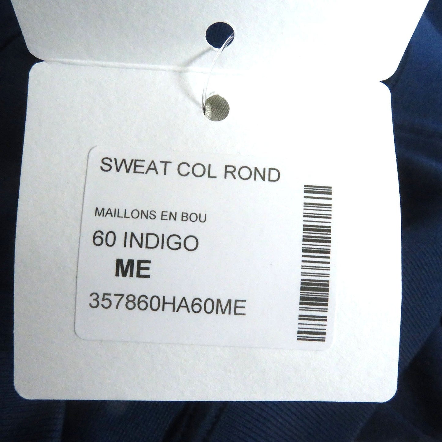HERMES sweat polyamide Indigo blue Maillons en Boucle Aero M
