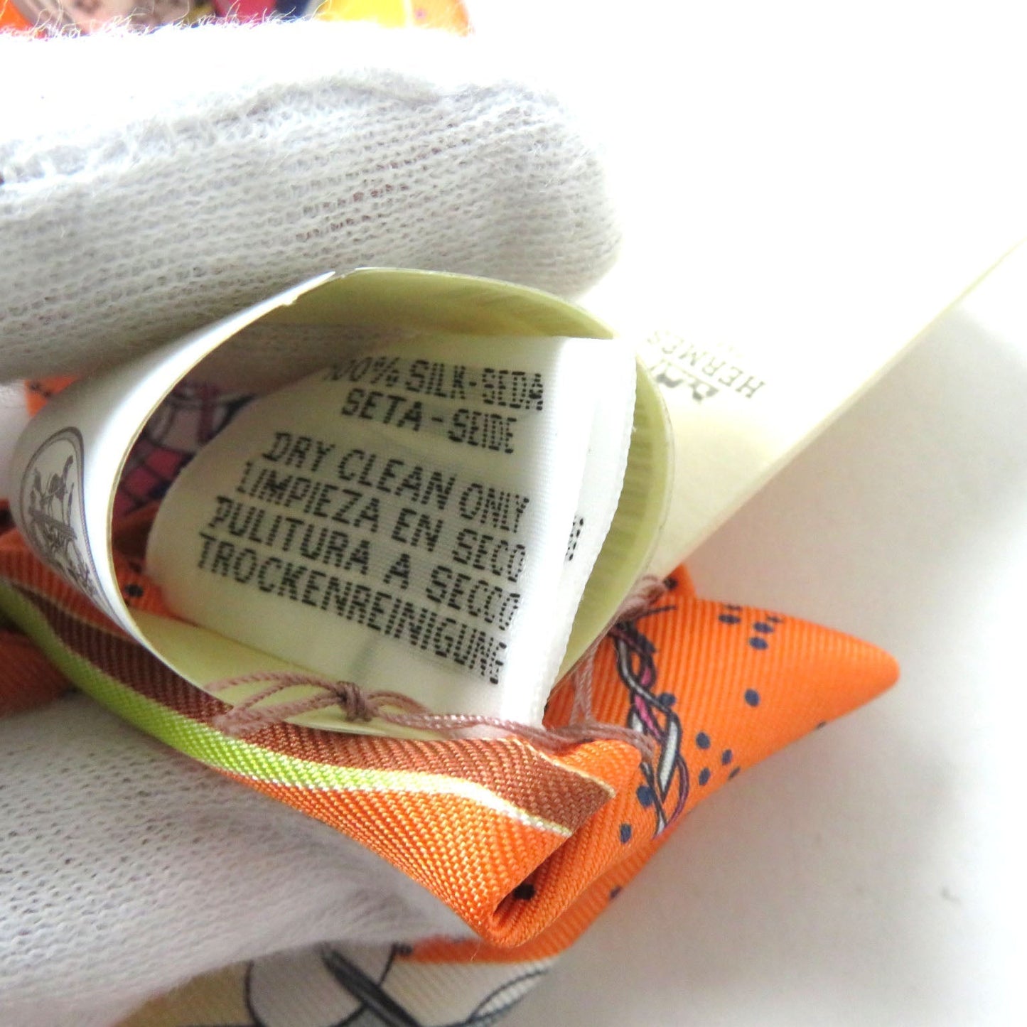 HERMES scarf Main: 100% silk ORANGE/JAUNE/BLEU SPACE DERBY Twilly Women Used