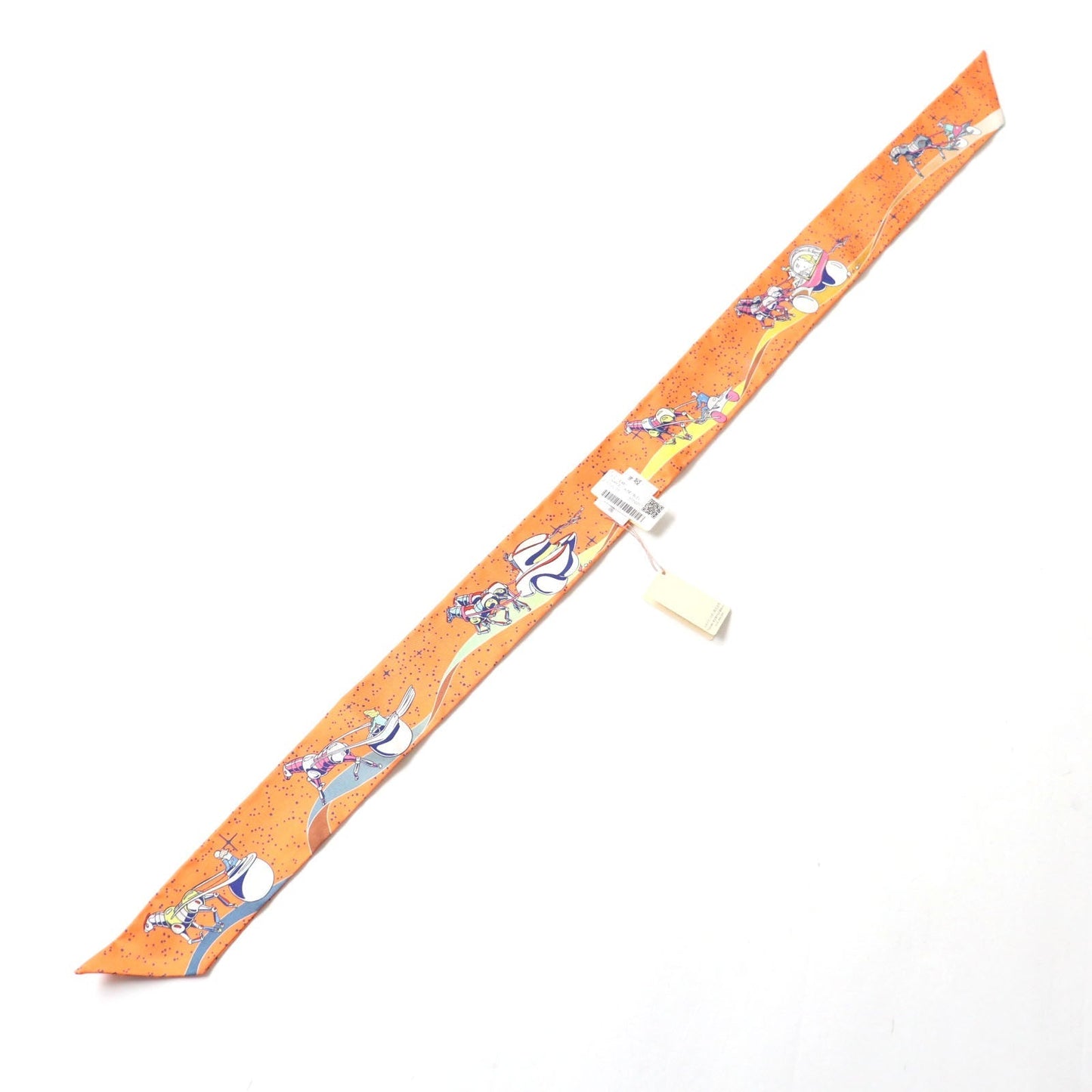 HERMES scarf Main: 100% silk ORANGE/JAUNE/BLEU SPACE DERBY Twilly Women Used