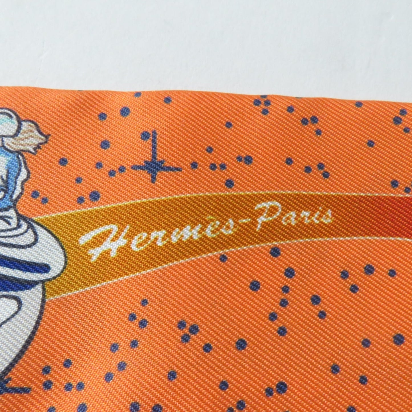 HERMES scarf Main: 100% silk ORANGE/JAUNE/BLEU SPACE DERBY Twilly Women Used